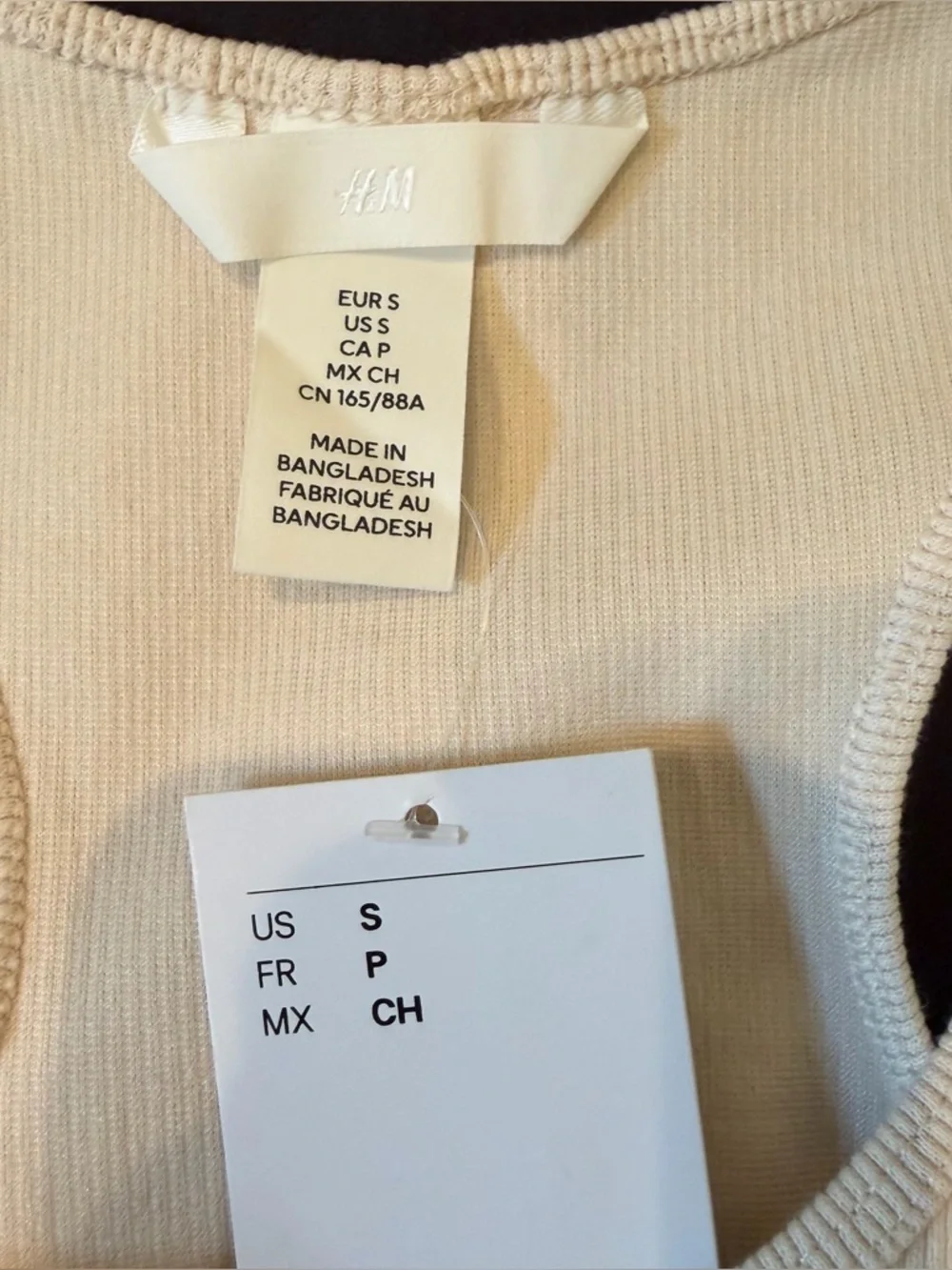 NWT H&M Ribbed Racerback Bodysuit - Beige/Cream - Picture 5 of 6